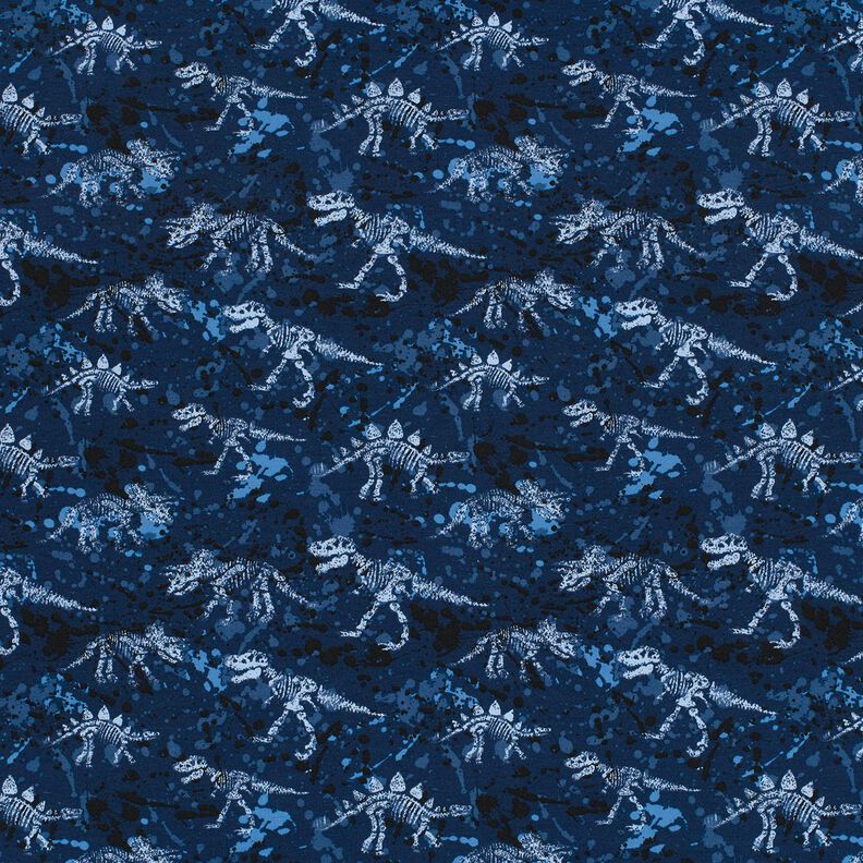 French Terry Sommersweat Dino Skelett – marineblau,  image number 1