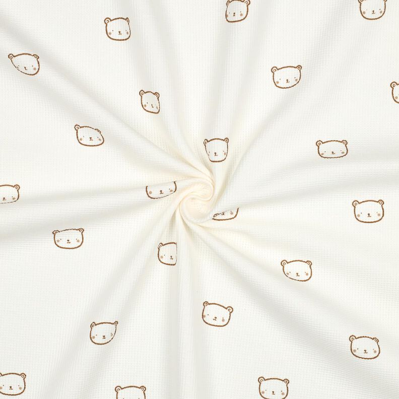 Waffeljersey Bärchen | Poppy Fabrics – wollweiss/rehbraun, image number 3
