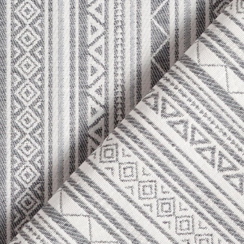 Dekostoff Jacquard Ethno-Streifen &ndash; grau/wollweiss,  image number 4