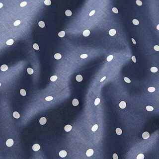 Baumwollstoff Cretonne Punkte – weiss/marineblau, 