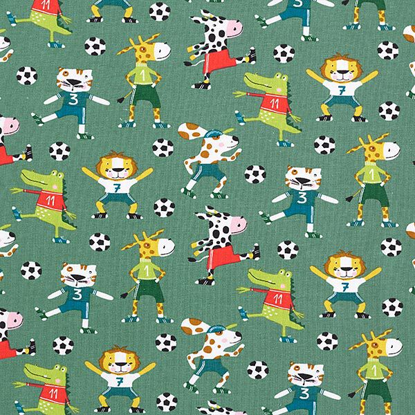 Stoffpaket Jersey Fußball-Tiere – schilf, image number 6