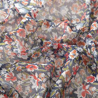 Chiffon Plissée Streublumen – marineblau, 