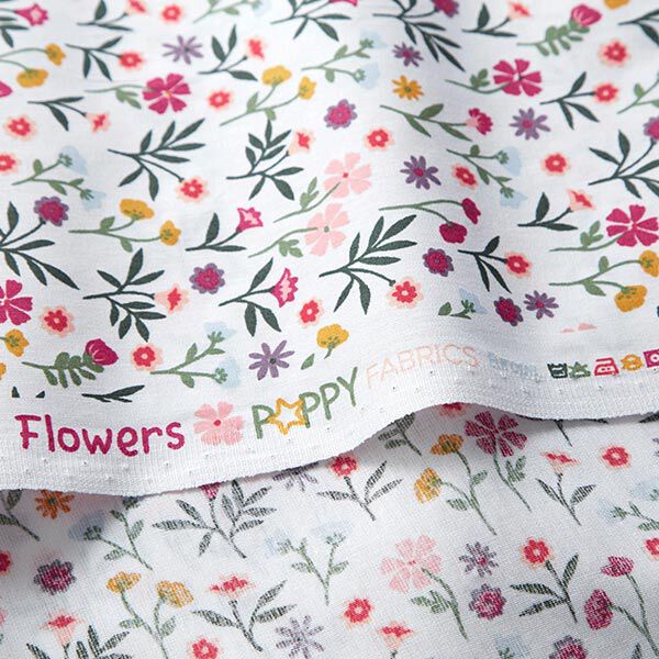 Baumwollstoff Popeline kleine Blümchen – weiss