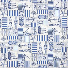 Beschichtete Baumwolle Maritim – stahlblau/natur, 