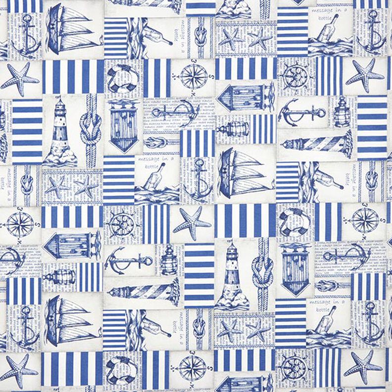 Beschichtete Baumwolle Maritim – stahlblau/natur,  image number 1