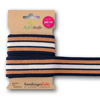 Bio Jacquardband Stripe Me College [200 cm | 3,5 cm ] | Albstoffe  – königsblau/orange, 