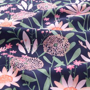 Baumwollpopeline große Wiesenblumen Digitaldruck | Poppy Fabrics – nachtblau, 