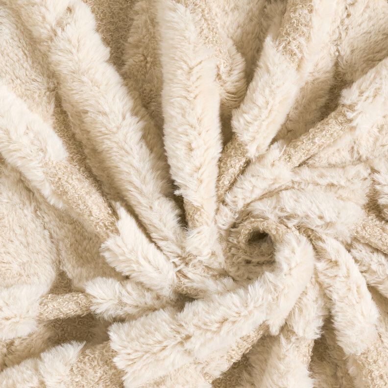 Kunstfell Bouclé Stoff Rauten – sand/natur, image number 3