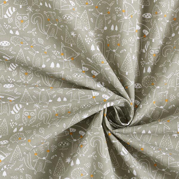 Baumwollstoff Cretonne Waldtiere – beige, image number 4