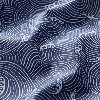 Beschichtete Baumwolle Wellenmuster – marineblau, 
