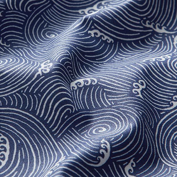 Beschichtete Baumwolle Wellenmuster – marineblau, image number 2