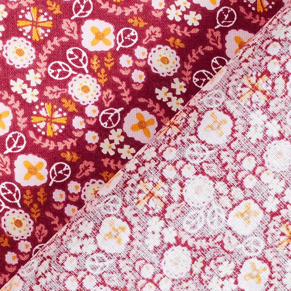 Baumwollstoff Cretonne kleine Blüten – himbeere/rosé | Reststück 50cm