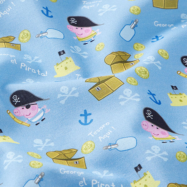 Cretonne Lizenzstoff Peppa Pig George Pirate | ABC Ltd. – hellblau, image number 2