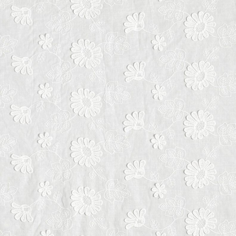 Feiner Baumwollbatist 3D-Margeritten – weiss,  image number 1