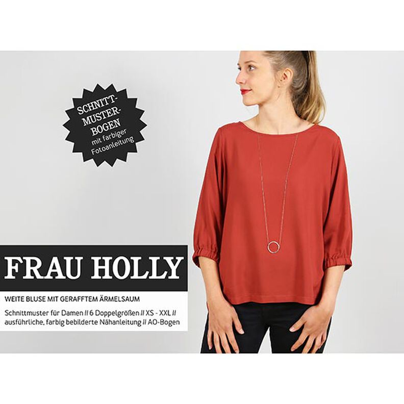 FRAU HOLLY weite Bluse mit gerafftem Ärmelsaum | Studio Schnittreif | XS-XXL,  image number 1