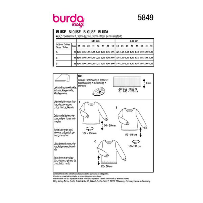 Bluse | Burda 5849 | 34-48, image number 12
