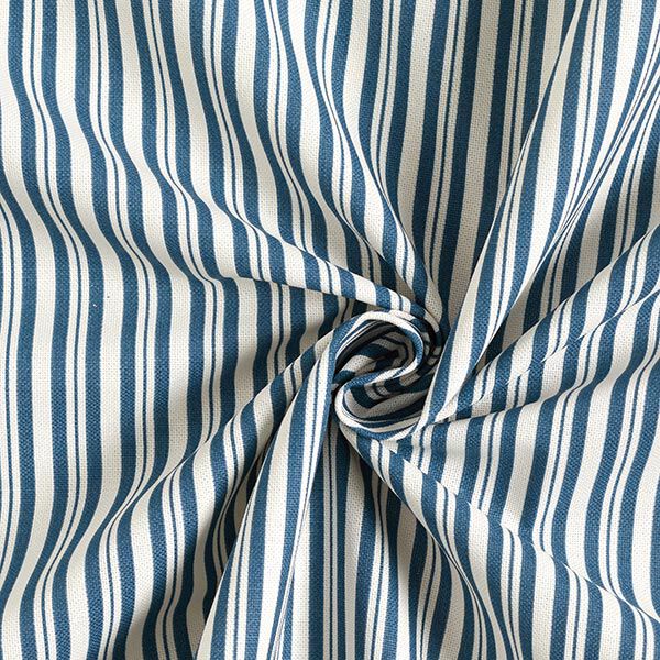 Dekostoff Halbpanama elegante Streifen – jeansblau/wollweiss