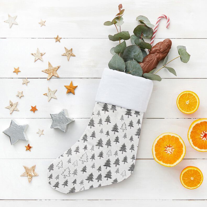 Dekostoff Jacquard glitzernde Tannen – anthrazit/silber,  image number 5