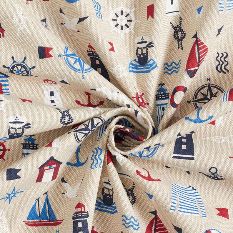 Dekostoff Halbpanama maritime Klassiker – natur/marineblau,  image number 3