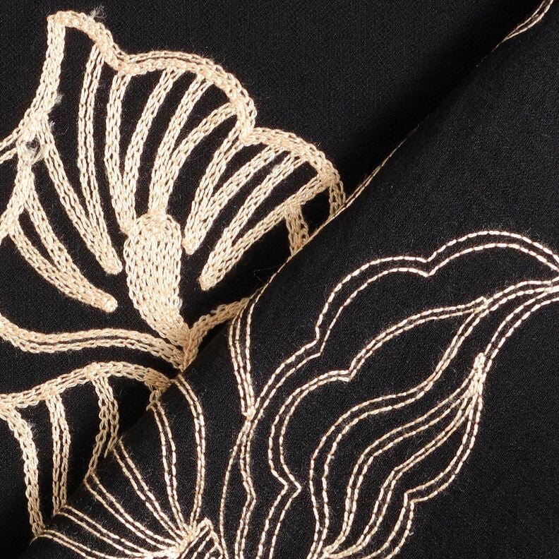 Viskosestoff Lilienstickerei, schwarz &ndash; schwarz/creme,  image number 4