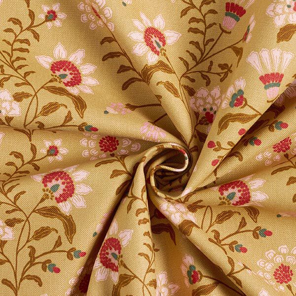 Beschichtete Baumwolle Blumen – gelbbraun
