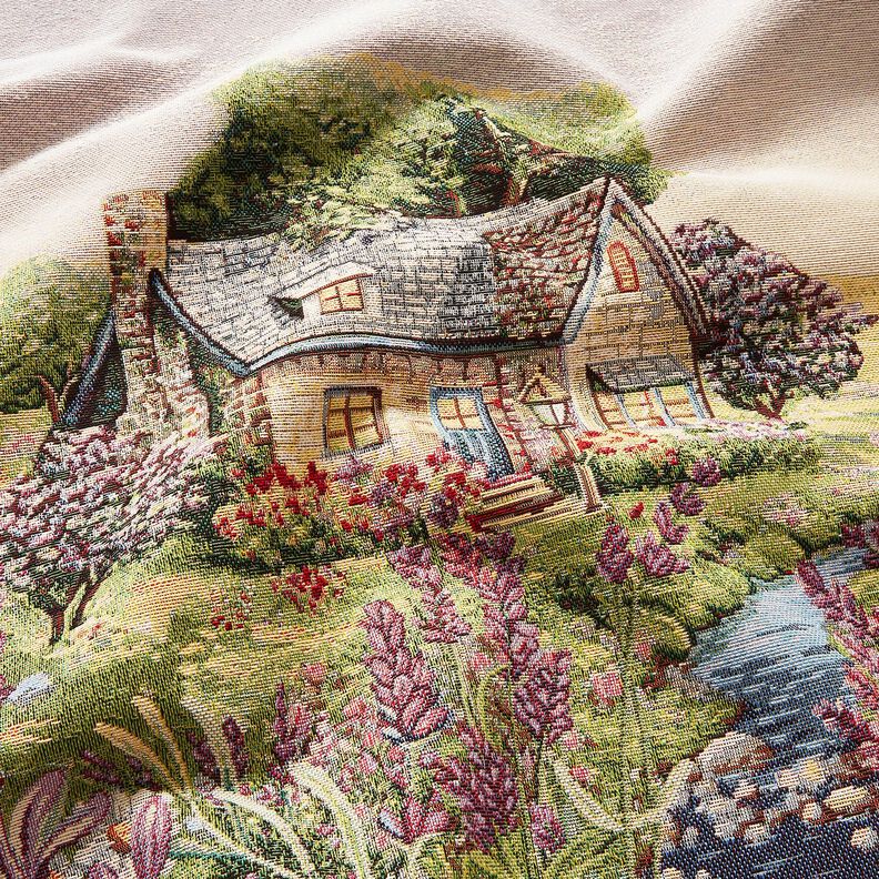 Dekopanel Gobelin romantisches Häuschen – hellbeige/lavendel,  image number 2
