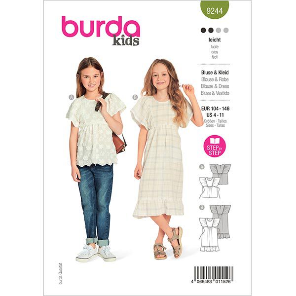 Kleid / Bluse  | Burda 9244 | 104-146,  image number 1