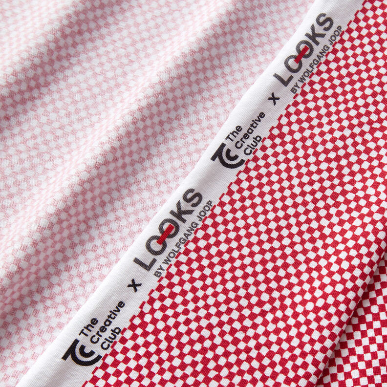 GOTS Baumwolljersey Mini-Karo | TCC x LOOKS by Wolfgang Joop – rot/weiss,  image number 4