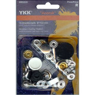 Nähfreier Druckknopf Anorak 2 – silber | YKK, 
