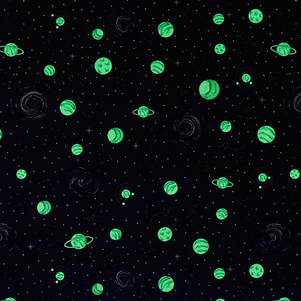 Dekostoff Canvas Glow in the Dark Planetarium – marineblau,  image number 6