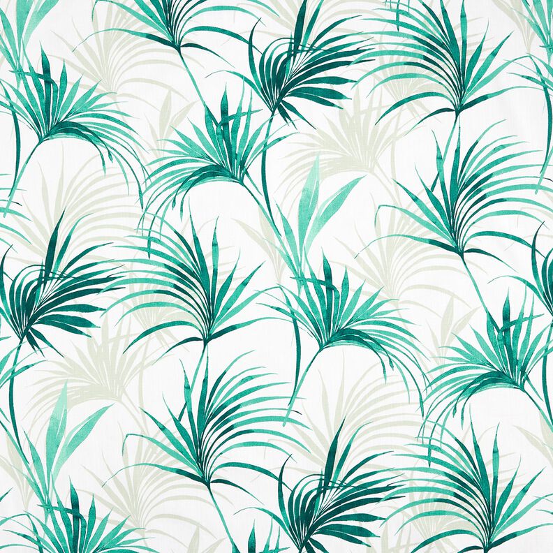 Dekostoff Panama Palmwedel – weiss/smaragdgrün, image number 1