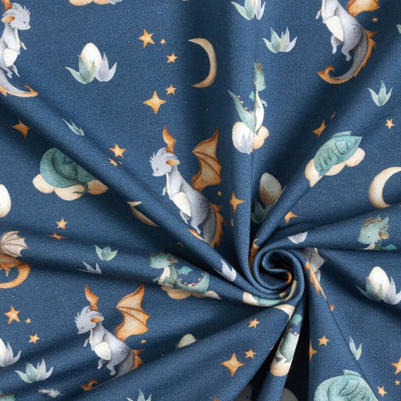 French Terry Sommersweat süße Drachen Digitaldruck – blaugrau,  image number 3