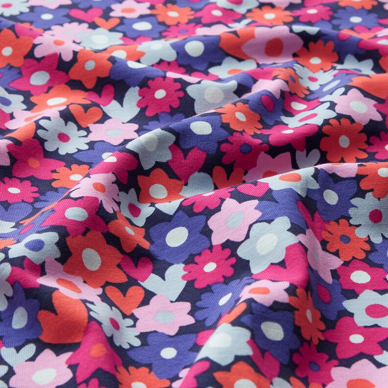 Baumwolljersey bunte Blumen | Poppy Fabrics – nachtblau,  image number 2