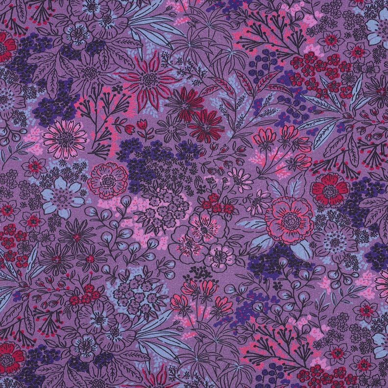 Baumwollpopeline Wildblumen | Poppy Fabrics – lavendel,  image number 1
