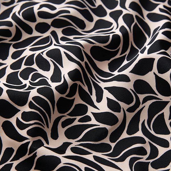 Badeanzugstoff abstrakte Tropfen – hellbeige/schwarz | Reststück 100cm