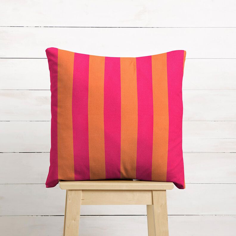 Dekostoff Halbpanama Blockstreifen – intensiv pink/orange,  image number 10
