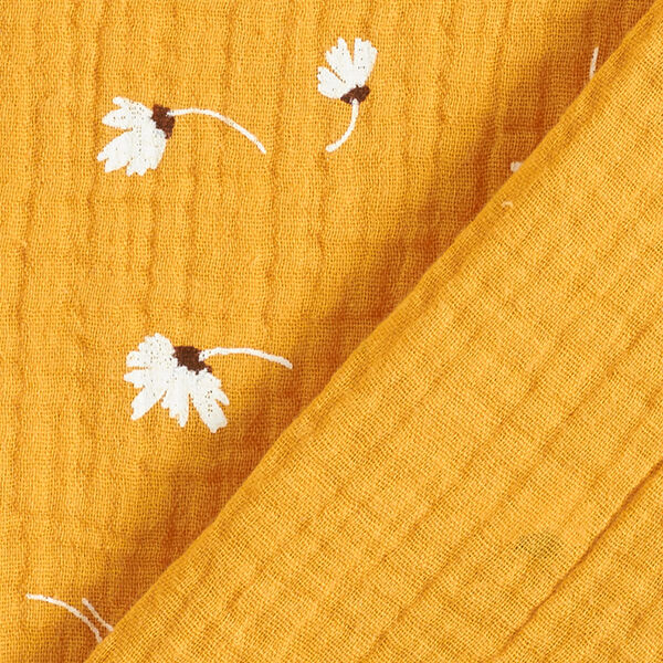 Baumwoll-Musselin Margeriten – currygelb, image number 4