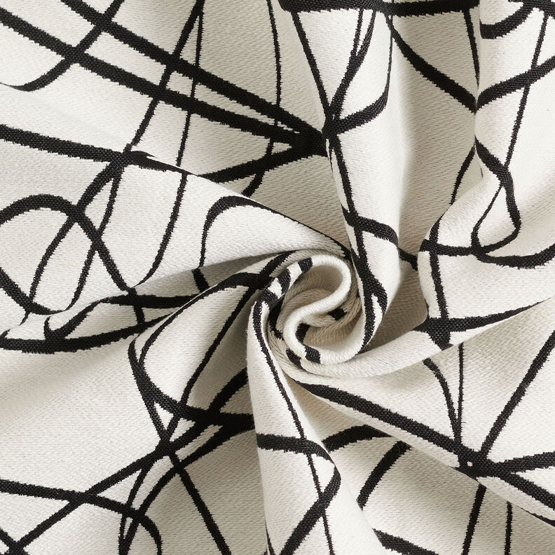 Dekostoff Jacquard abstrakte Linien – elfenbein/schwarz,  image number 4