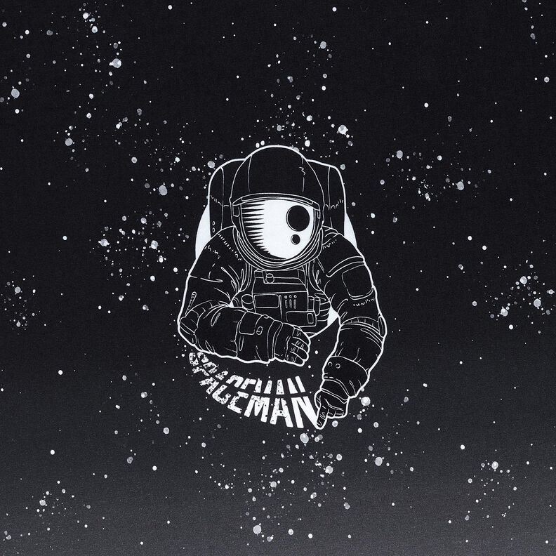 French Terry Panel Spaceman | Glitzerpüppi – schwarz/weiss, image number 7