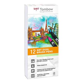 ABT Dual Brush Pen Aquarell Pastellfarben Set [ 12 Stück ] | Tombow, 
