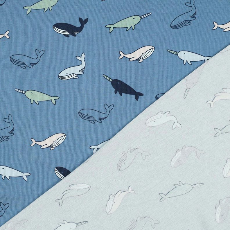 Baumwolljersey süße Wale | Poppy Fabrics – blaugrau/marineblau,  image number 4