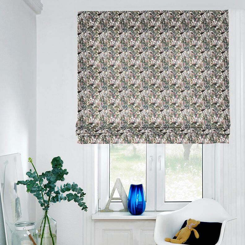 Dekostoff Canvas kunstvolle Blumen – elfenbein/dunkelpinie,  image number 5