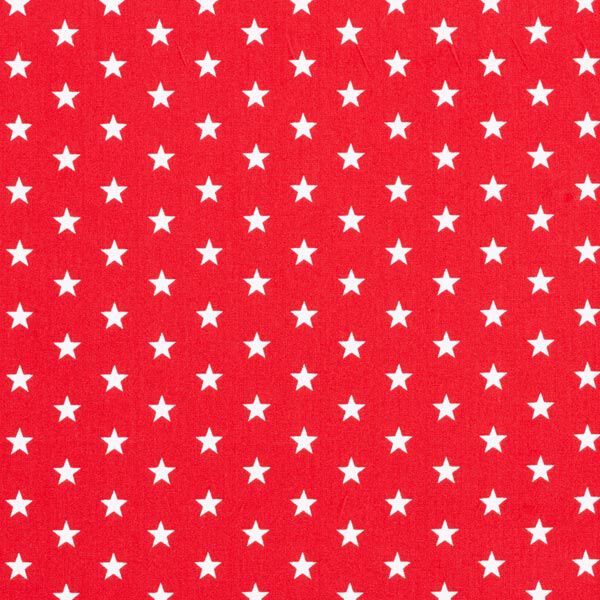 Baumwollpopeline mittellgroße Sterne – rot/weiss