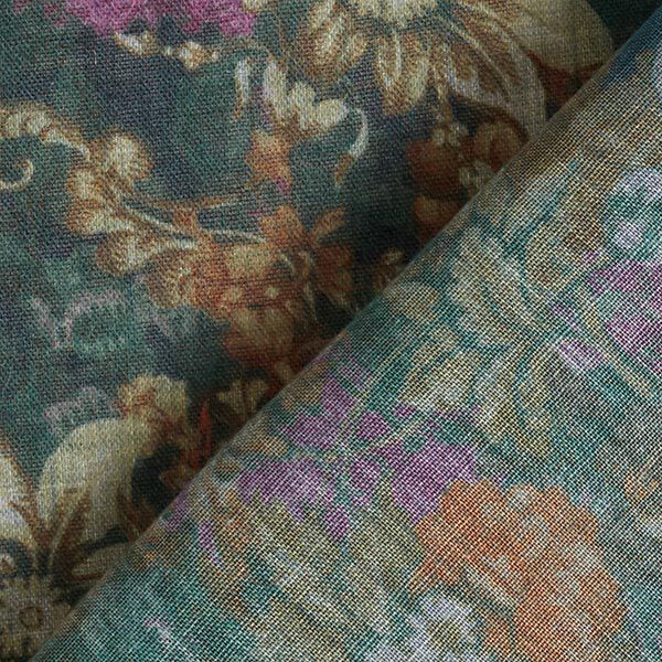 Baumwollmix Voile Blumen – dunkeloliv | Reststück 50cm