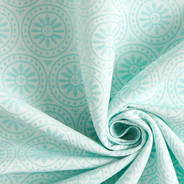 Outdoorstoff Jacquard Kreis-Ornamente – mint/wollweiss,  image number 3