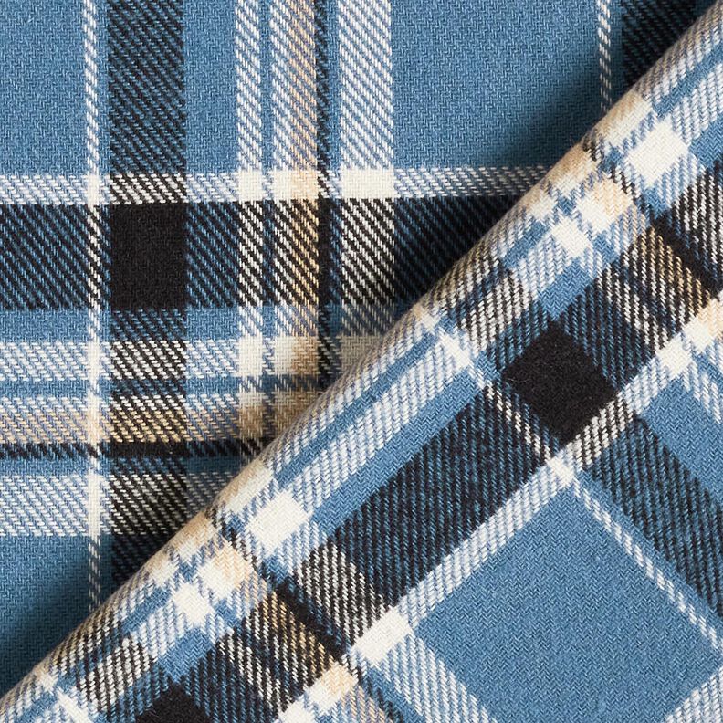 Baumwollflanell Karo – jeansblau/schwarz, image number 4