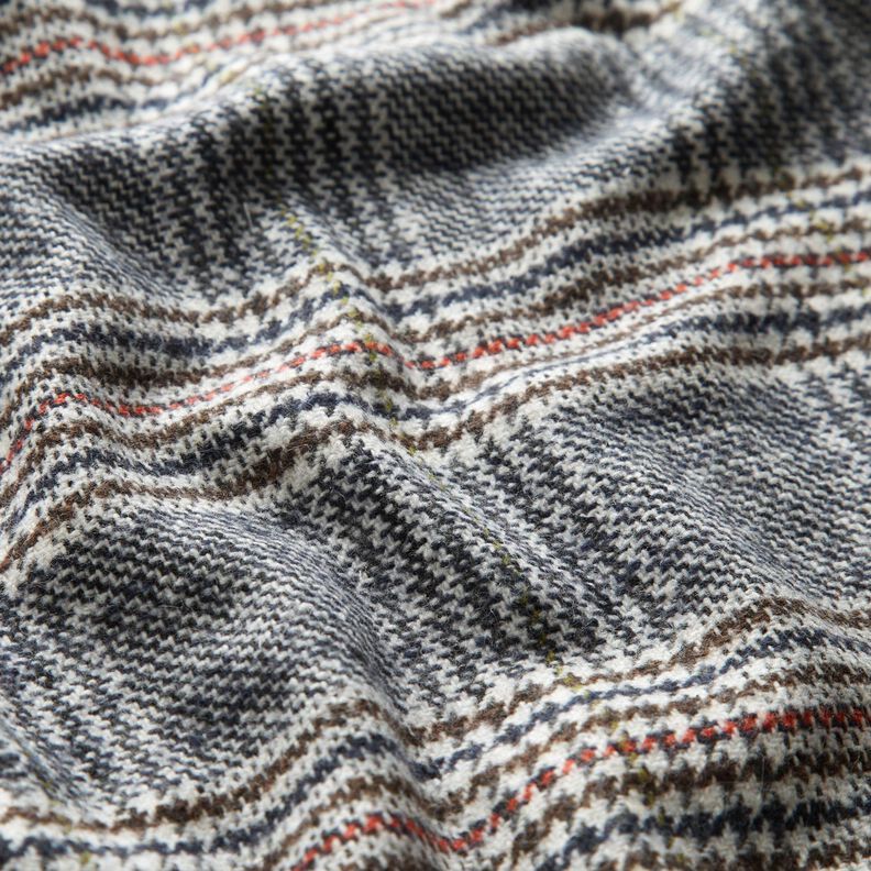 Mantelstoff Baumwoll-Mix Glencheck – weiss/nachtblau,  image number 2