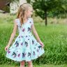 Baumwolljersey Blumen-Pferd | Glitzerpüppi – eisblau/pastellviolett,  thumbnail number 5