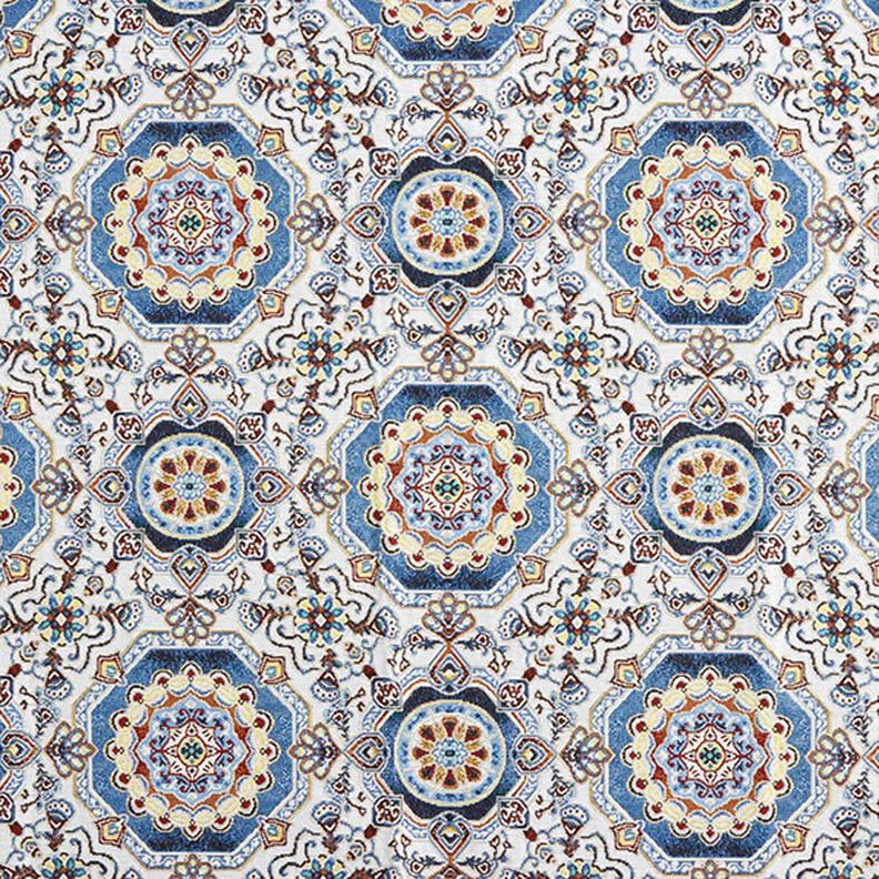 Dekostoff Gobelin orientalisches Mandala – blau/elfenbein,  image number 1
