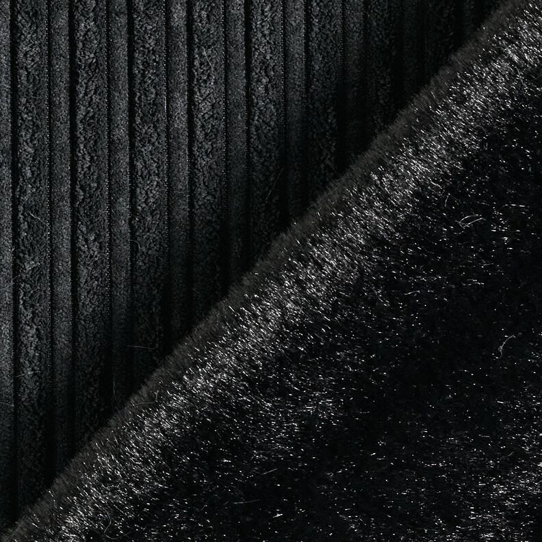 Cord mit Kunstfell-Abseite – schwarz, image number 4